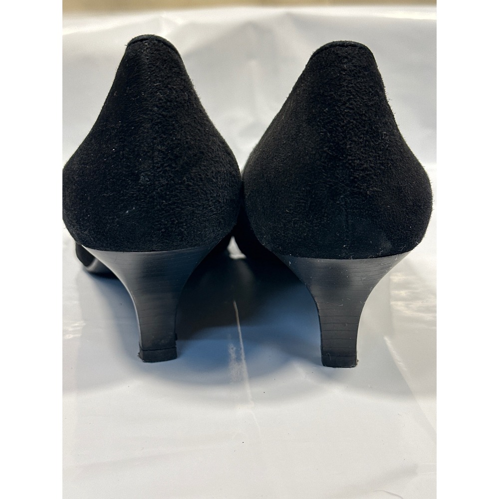 Bandolino Pumps Women 9.5M Black Leopard Calf Hair Suede Kitten Heel Excellent - Picture 5 of 8